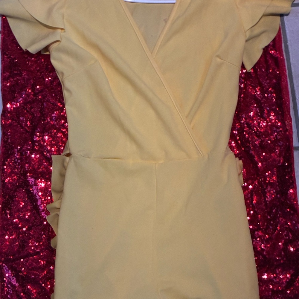 Yellow Wrap-Style Short Romper